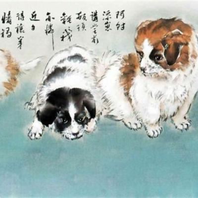 F001 Puppies 45x140cm 2006