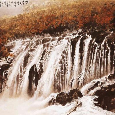 W007 Scenery Of Jiuzhaigou Valleyshuzhen Waterfall 120x150cm 2008