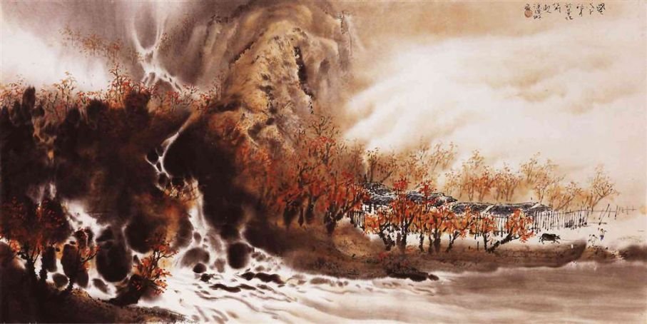 M003 涂璨琳---山居秋色 A Mountain Scene in Autumn 紙本水墨 60x120cm 2008