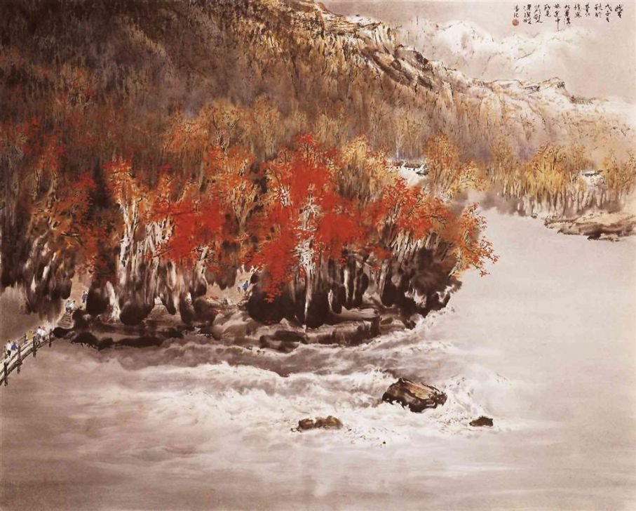 W002 涂璨琳---九寨秋色 The Autumn Scene at Jiuzhaigou Valley 紙本水墨 120x150cm 2008